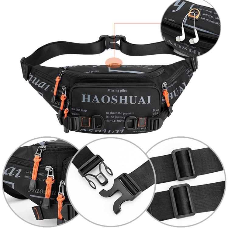 HAOSHUAI 5135 Outdoor Men Waist Bag Waterproof Nylon Cloth Men Bag, 5135 Dark Blue, 5135 Black