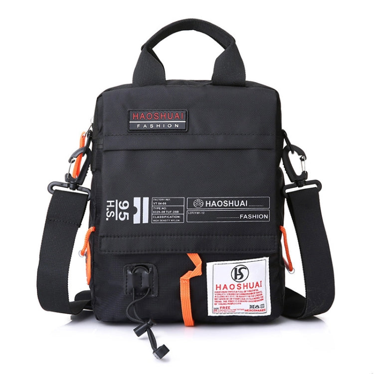 HAOSHUAI 206-1 Men Handheld Crossbody Bag Outdoor Waterproof Cloth Bag, 206-1 Brick Red, 206-1 Light Blue, 206-1 Dark Blue, 206-1 Black, 206-1 Army Green, 206-1 Grey – Waterproof 206-1 Black Black