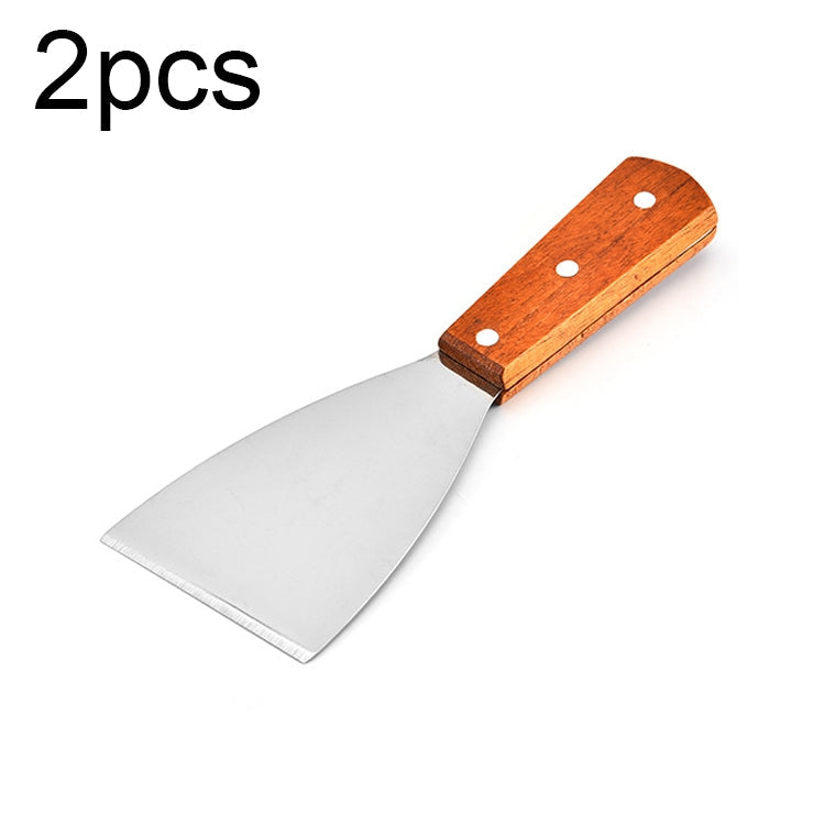 2pcs Stainless Steel Pizza and Steak Shovel Wooden Handle Slanted Shovel Kitchen Tool S