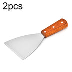 2pcs Stainless Steel Pizza and Steak Shovel Wooden Handle Slanted Shovel Kitchen Tool L