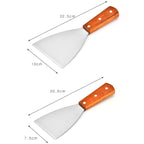 2pcs Stainless Steel Pizza and Steak Shovel Wooden Handle Slanted Shovel Kitchen Tool