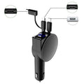 3 In 1 40W Fast Charging Dual Cable Retractable Car Charger, 40W 40W Black