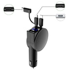 3 In 1 40W Fast Charging Dual Cable Retractable Car Charger, 40W 40W Black