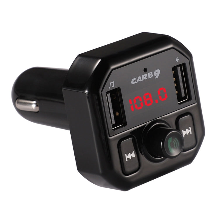 B9 Smart Digital Display Dual USB Bluetooth Car Charger with Hands-free Call Function Black