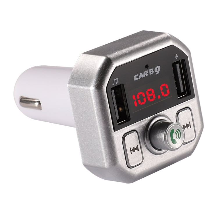 B9 Smart Digital Display Dual USB Bluetooth Car Charger with Hands-free Call Function – Shockproof, Fast Charging, Bluetooth Silver