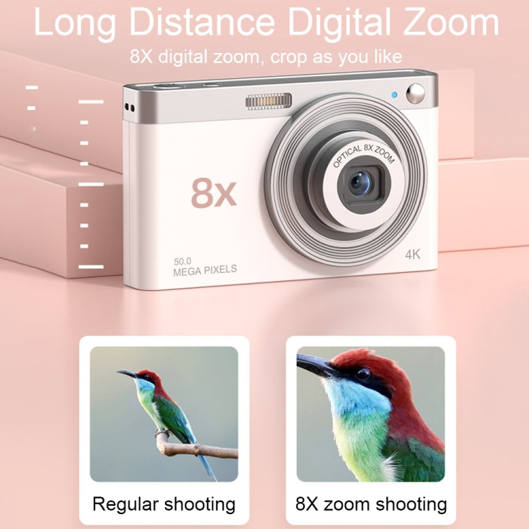C13 2.88 inch 4K 8X Optical Zoom Telescopic Lens HD Digital Camera, Spec:, White