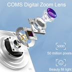C13 2.88 inch 4K 8X Optical Zoom Telescopic Lens HD Digital Camera, Spec:, White