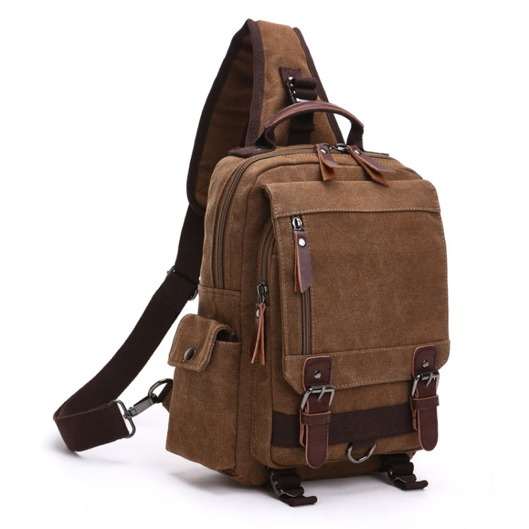 Outdoor Travel Messenger Canvas Chest Bag, Brown, Dark Blue, Khaki, Black, Brown Backpack, Dark Blue Backpack, Black Backpack, Green Backpack, Red Backpack, Gray Backpack, Blue Backpack, Green, Red, Gray, Blue Brown