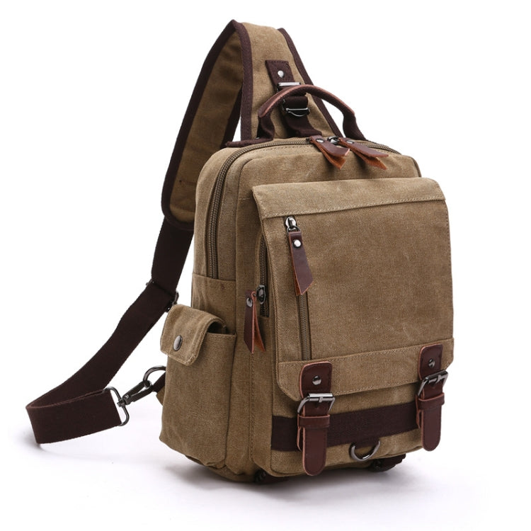 Outdoor Travel Messenger Canvas Chest Bag, Brown, Dark Blue, Khaki, Black, Brown Backpack, Dark Blue Backpack, Black Backpack, Green Backpack, Red Backpack, Gray Backpack, Blue Backpack, Green, Red, Gray, Blue – Durable Build, Easy to Use Khaki