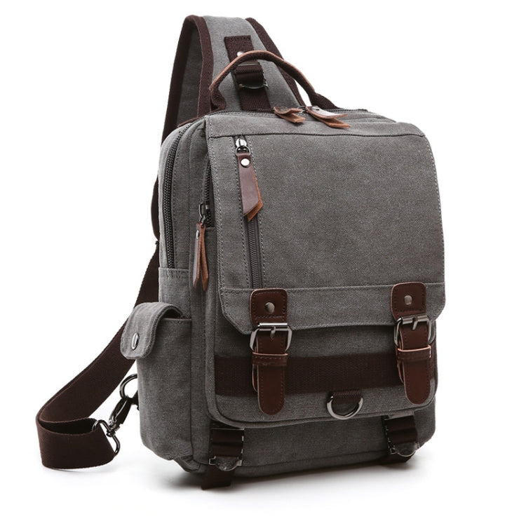 Outdoor Travel Messenger Canvas Chest Bag, Brown, Dark Blue, Khaki, Black, Brown Backpack, Dark Blue Backpack, Black Backpack, Green Backpack, Red Backpack, Gray Backpack, Blue Backpack, Green, Red, Gray, Blue – Durable Build, Easy to Use Gray