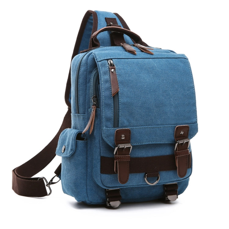 Outdoor Travel Messenger Canvas Chest Bag, Brown, Dark Blue, Khaki, Black, Brown Backpack, Dark Blue Backpack, Black Backpack, Green Backpack, Red Backpack, Gray Backpack, Blue Backpack, Green, Red, Gray, Blue – Durable Build, Easy to Use Blue