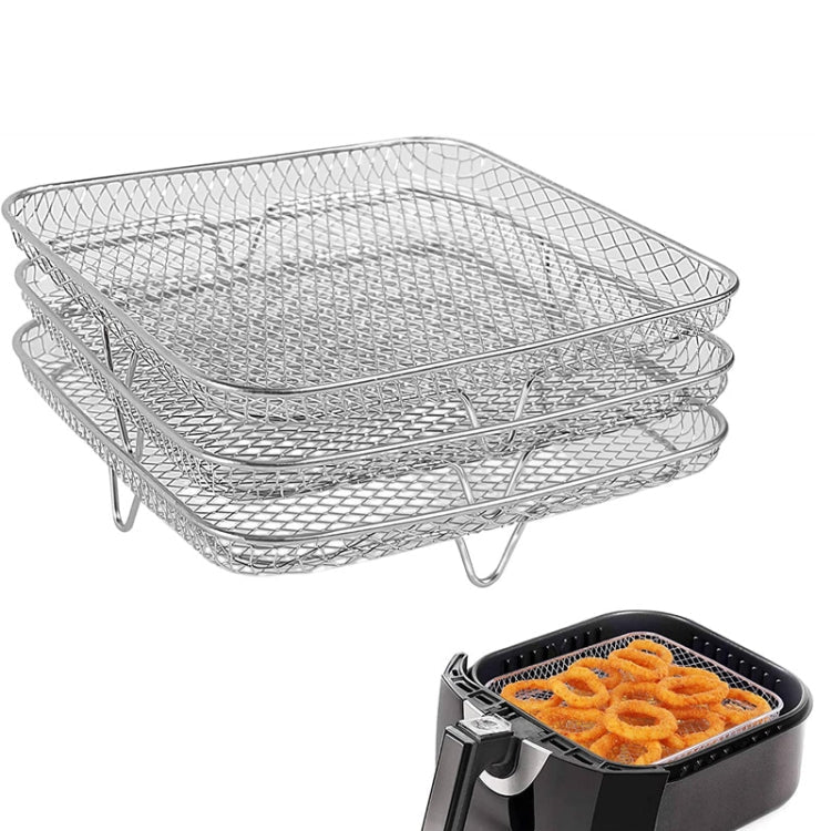 Air Fryer Accessories Three-Layer Steam Rack Stackable Dehydration Rack, Square, Rectangle Square Square