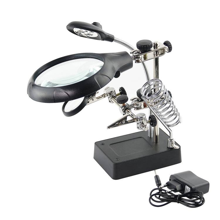 16129-C 2.5X/7.5X/10X LED Lighting Auxiliary Bracket Maintenance Magnifier, EU Plug, US Plug EU Plug EU Plug