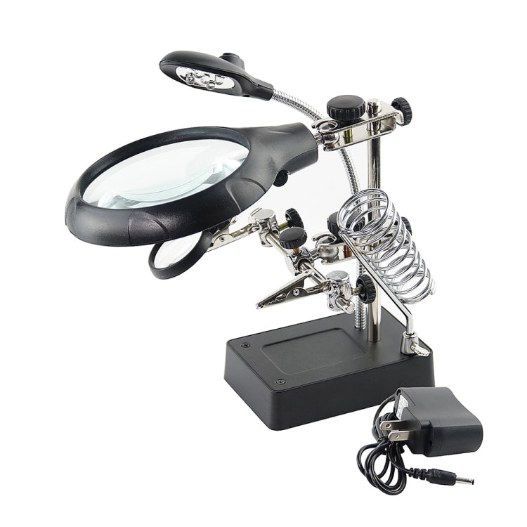 16129-C 2.5X/7.5X/10X LED Lighting Auxiliary Bracket Maintenance Magnifier, EU Plug, US Plug US Plug US Plug