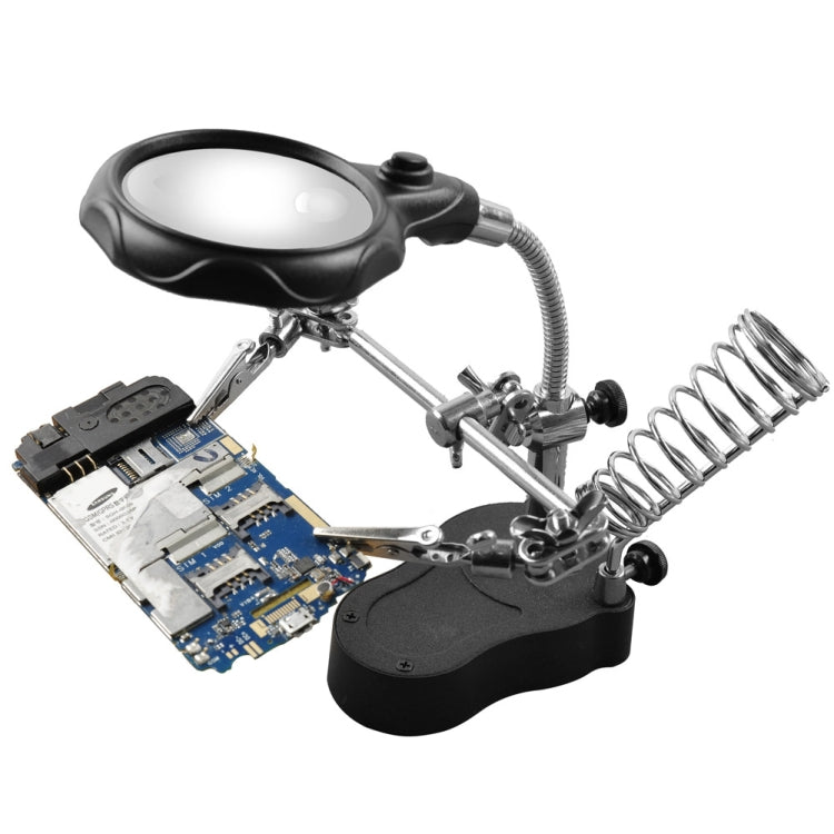 16126-A 3.5X/12X LED Light Stand Type Watch Repair Magnifier With Auxiliary Clip, 16126-A 16126-A