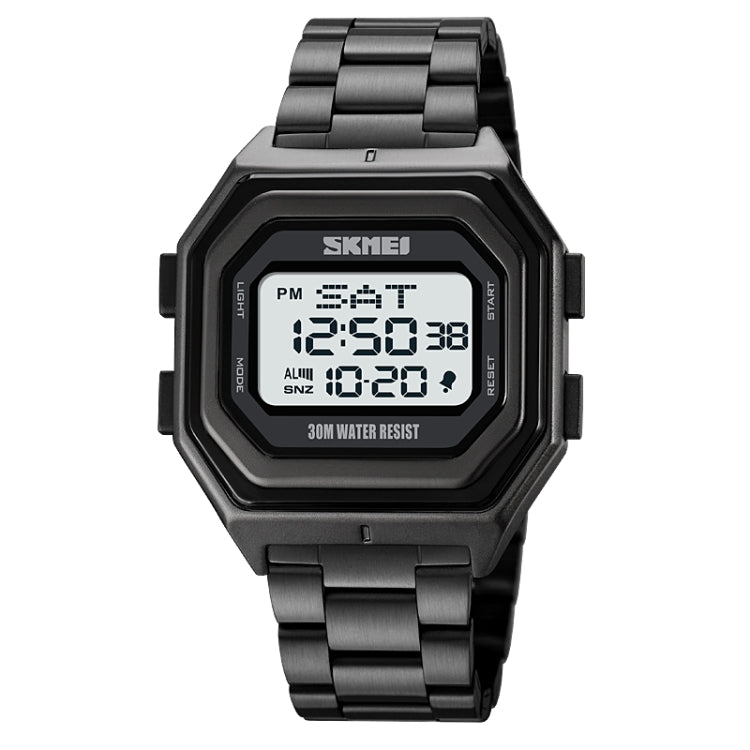 Watch – Silicone (Black) 1875 Steel Band White Machine
