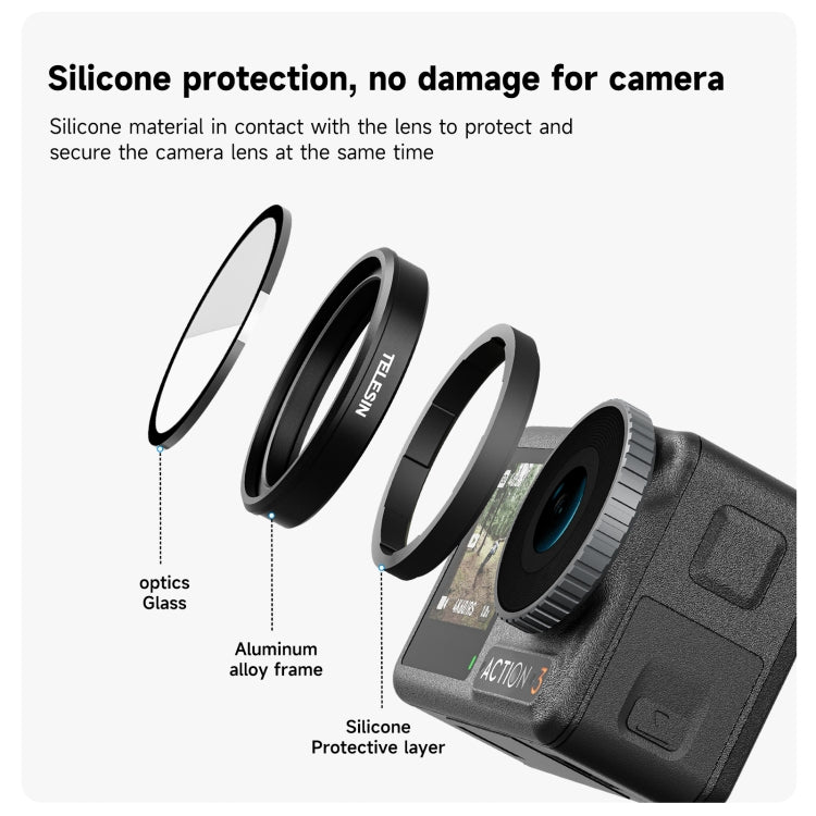 For DJI OSMO Action 3 / 4 TELESIN ND CPL Filter Set Aluminium Alloy Frame Lens, CPL+ND8/16/32