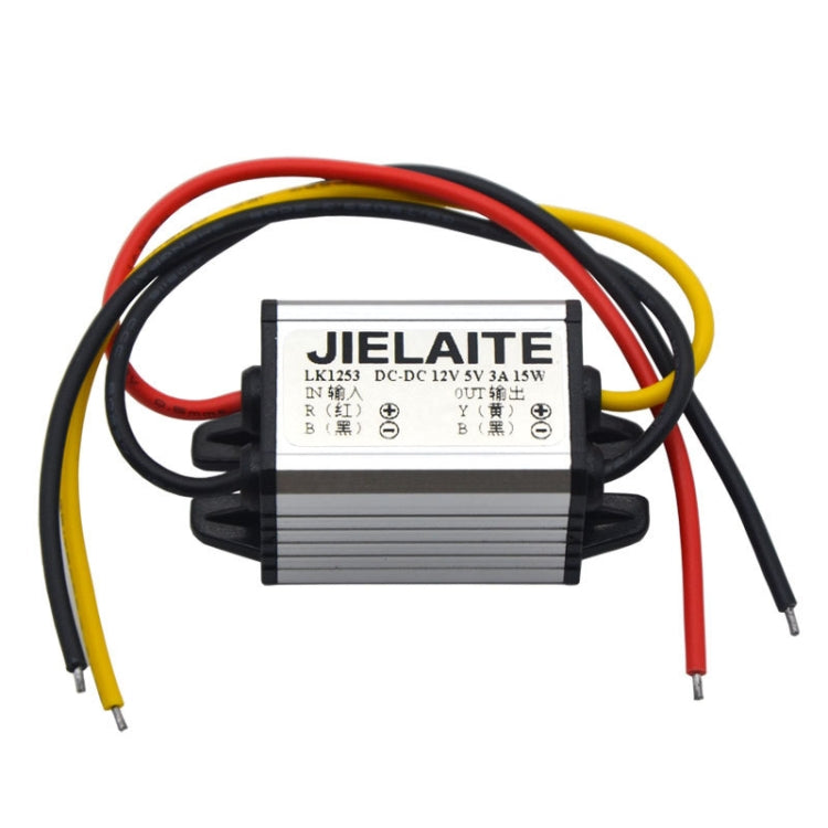 JIELAITE LK1253 15W Aluminum Alloy Intelligent Protection Waterproof Car Power Converter, 12V to 3V/3A, 12V to 3.3V/3A, 12V to 3.7V/3A, 12V to 4.2V/3A, 12V to 5V/3A, 12V to 6V/3A, 12V to 7.5V/3A, 12V to 9V/2A 12V to 3V 3A