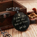 Engraved Vintage Commemorative Quartz Pocket Watch Round Watch, Style:, I Love You (Black), Forever (Gold), Forever (Silver), Forever (Black), Matte Ancient Copper, Grandpa, Husband, Hushand (Silver), Grandson (Black), I Love You (Gold)... – Durable... I Love You (Black)