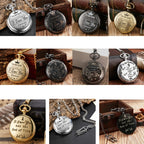 Engraved Vintage Commemorative Quartz Pocket Watch Round Watch, Style:, I Love You (Black), Forever (Gold), Forever (Silver), Forever (Black), Matte Ancient Copper, Grandpa, Husband, Hushand (Silver), Grandson (Black), I Love You (Gold)... – Durable...
