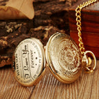 Engraved Vintage Commemorative Quartz Pocket Watch Round Watch, Style:, I Love You (Black), Forever (Gold), Forever (Silver), Forever (Black), Matte Ancient Copper, Grandpa, Husband, Hushand (Silver), Grandson (Black), I Love You (Gold)... – Durable...