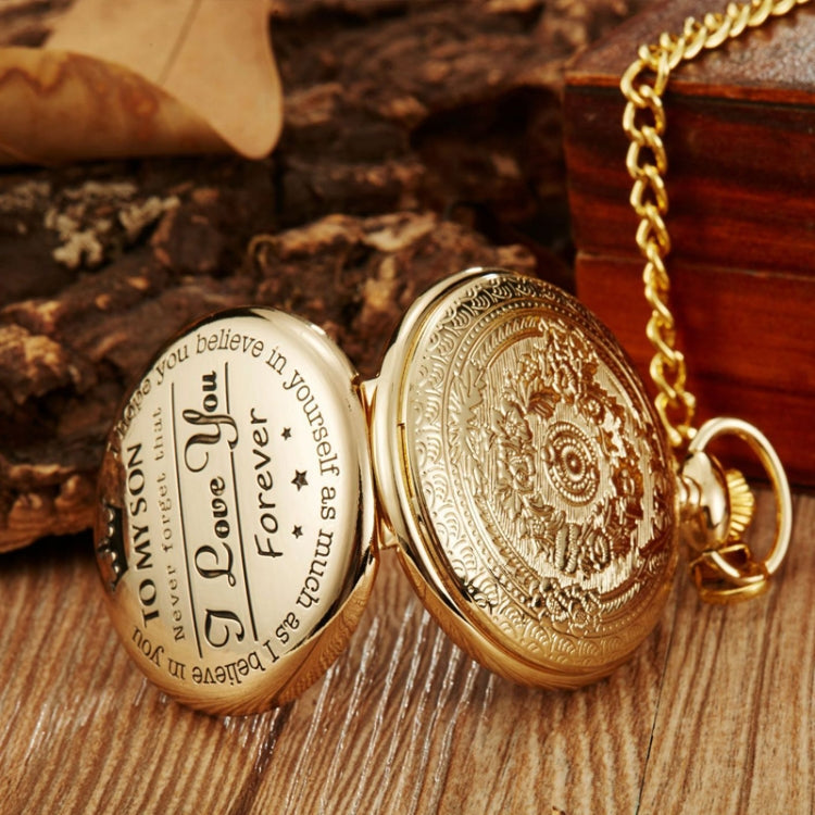 Engraved Vintage Commemorative Quartz Pocket Watch Round Watch, Style:, I Love You (Black), Forever (Gold), Forever (Silver), Forever (Black), Matte Ancient Copper, Grandpa, Husband, Hushand (Silver), Grandson (Black), I Love You (Gold)... – Durable...