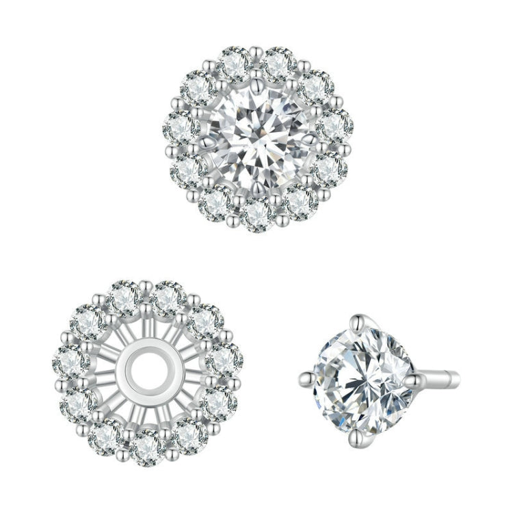 Sterling Silver S925 Round Moissanite Detachable Stud Earrings, MSE010 MSE010
