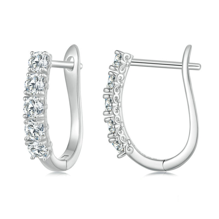 Sterling Silver S925 Moissanite U-Shaped Pattern Earrings, MSE011 MSE011