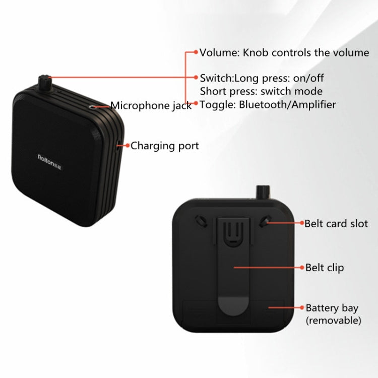 Rolton K600 7.4V Bluetooth Wirelss Audio Speaker Megaphone Voice Amplifier With Transmitter, With Transmitter