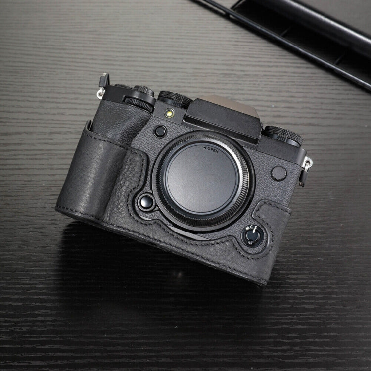 For FUJIFILM X-T5 Camera Cowhide Bag Anti-scratch Protective Case Base Cover – Anti-Scratch, Magnetic, Leather Black