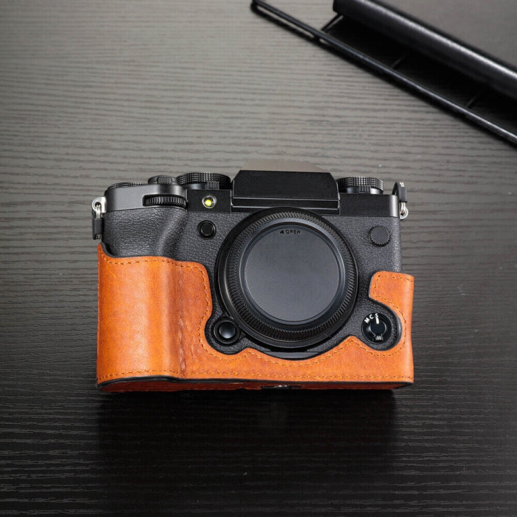 For FUJIFILM X-T5 Camera Cowhide Bag Anti-scratch Protective Case Base Cover – Anti-Scratch, Magnetic, Leather Brown