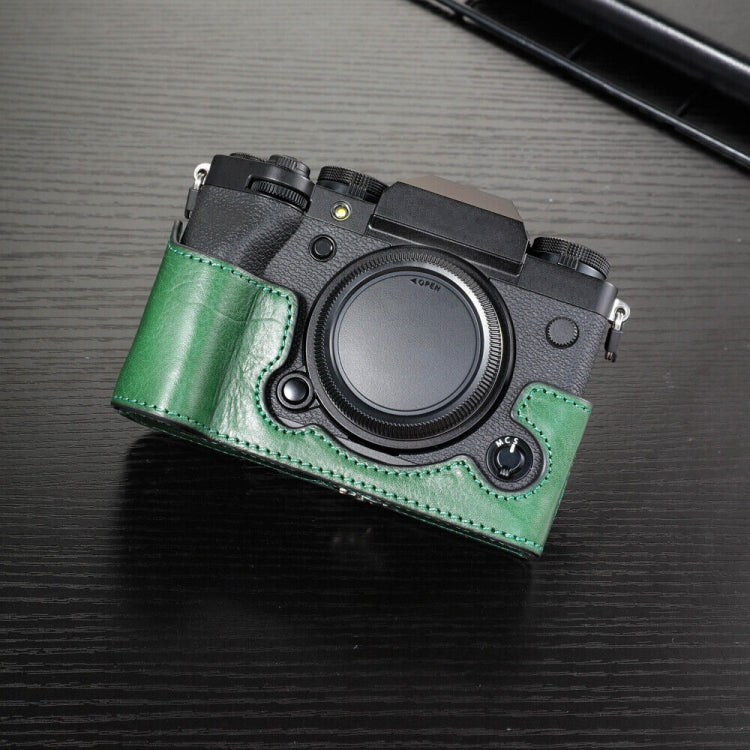 For FUJIFILM X-T5 Camera Cowhide Bag Anti-scratch Protective Case Base Cover – Anti-Scratch, Magnetic, Leather Green