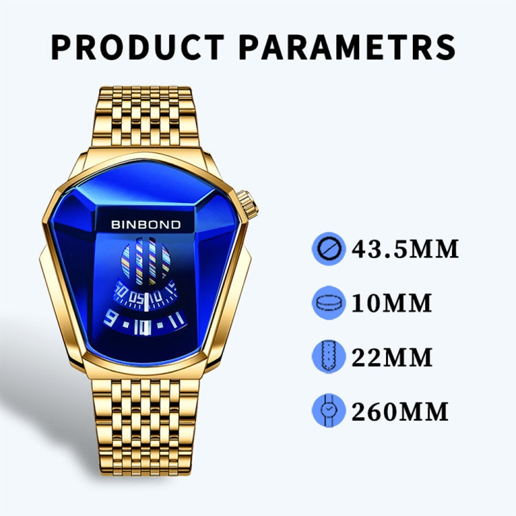 BINBOND Locomotive Concept Steel Belt Watch Men Live Black Technology Watch, Steel Belt Full Gold-Blue Face, Steel Belt Full Gold Gold Face, Steel Belt Black Stee Blue Face, Steel Belt White Steel Blue Face, Steel Belt White Steel White Face...