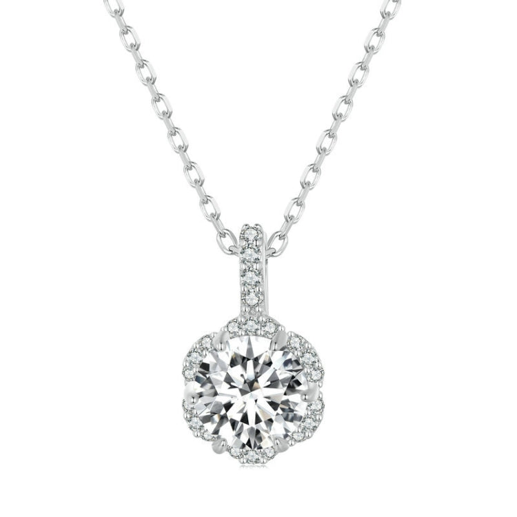 Sterling Silver S925 White Gold Plated Zircon Moissanite Necklace, MSN007 MSN007