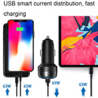 IBD355-1UC 18W+45W Smart Car Charger Dual-port Metal Phone Fast Charger, 63W