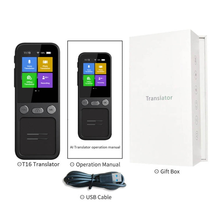 T16 Smart AI Translation Travel Translator Supports 138 Language Mutual Translation 14 Offline Translation, T16 Black