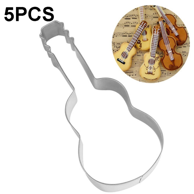 5pcs Guitar Shape Baking Biscuit Mold Stainless Steel Fondant Mousse Circle, Guitar Shape – Durable Build, Easy to Use Guitar Shape