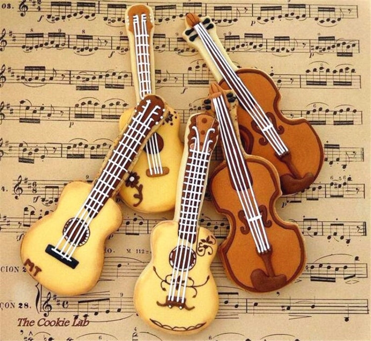 5pcs Guitar Shape Baking Biscuit Mold Stainless Steel Fondant Mousse Circle, Guitar Shape – Durable Build, Easy to Use