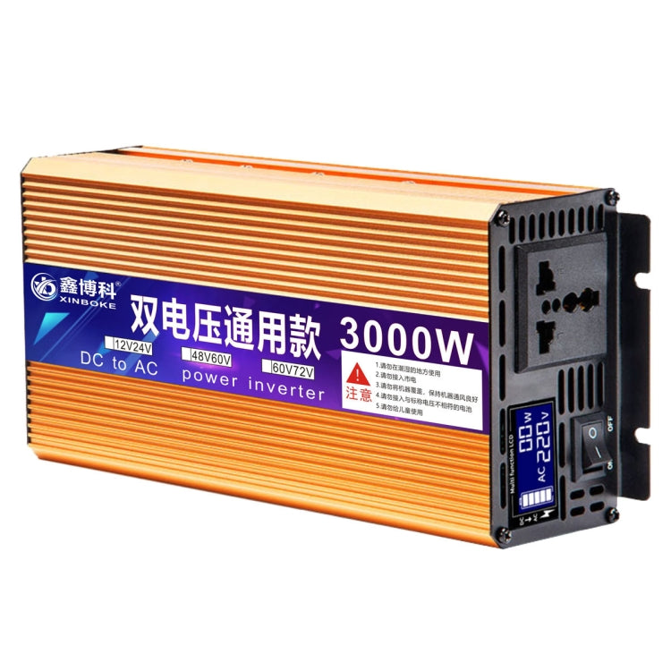 XINBOKE Universal Positive Wave Car Inverter Home Solar Inverter, 12V/24V 1500W To 220V 700W, 48V/60V 1500W To 220V 700W, 60V/72V 1500W To 220V 700W, 12V/24V 3000W To 220V 1200W, 48V/60V 3000W To 220V 1200W, 60V/72V 3000W To 220V 1200W – TPU 12V 24V 3000W To 220V 1200W