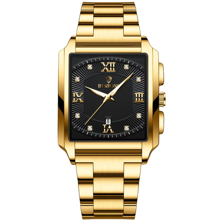 BINBOND B4143 Rectangular Outdoor Men Waterproof Quartz Watches Full Gold-Black