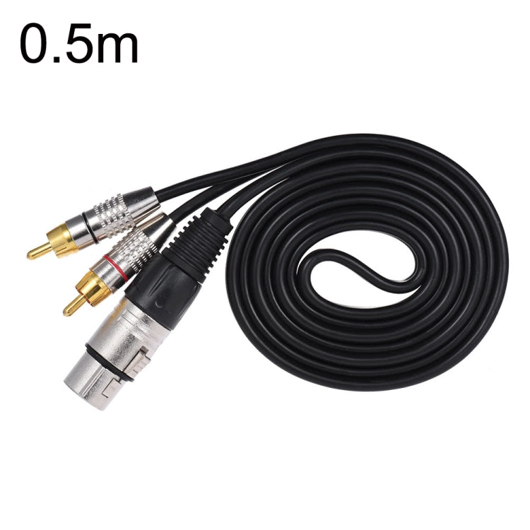 XLR Female To 2RCA Male Plug Stereo Audio Cable, Length:, 0.5m, 1m, 1.5m, 2m, 3m, 5m, 8m, 10m 0.5m