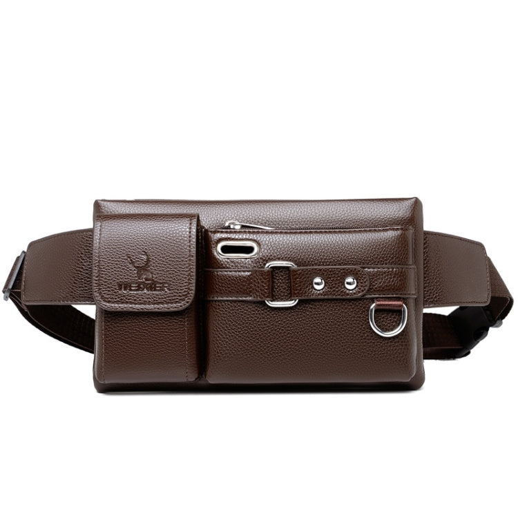 WEIXIER 8117 Men Sports Waist Bag Multi-Function Outdoor PU Bag, 8117 Brown, 8117 Black – Durable Build, Easy to Use 8117 Brown Brown