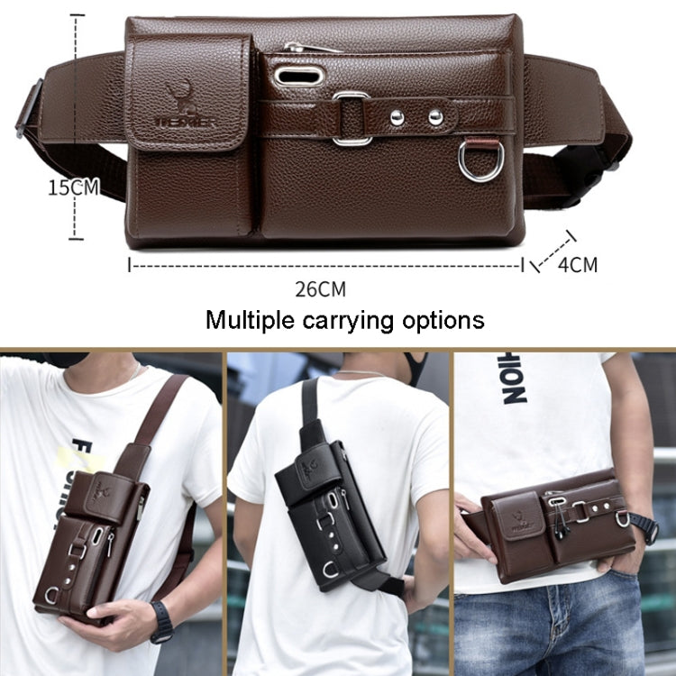 WEIXIER 8117 Men Sports Waist Bag Multi-Function Outdoor PU Bag, 8117 Brown, 8117 Black – Durable Build, Easy to Use