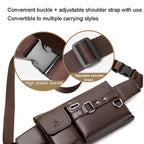 WEIXIER 8117 Men Sports Waist Bag Multi-Function Outdoor PU Bag, 8117 Brown, 8117 Black – Durable Build, Easy to Use