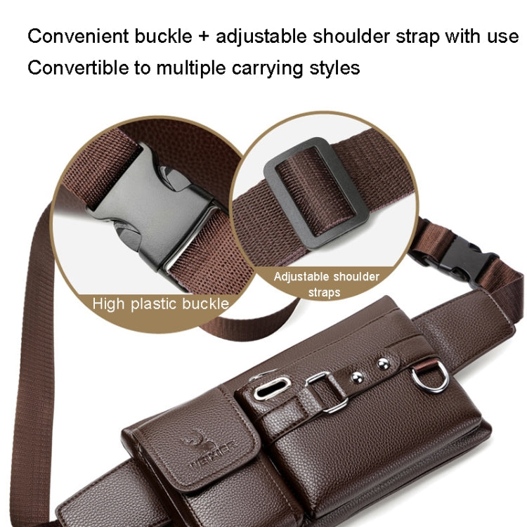 WEIXIER 8117 Men Sports Waist Bag Multi-Function Outdoor PU Bag, 8117 Brown, 8117 Black – Durable Build, Easy to Use
