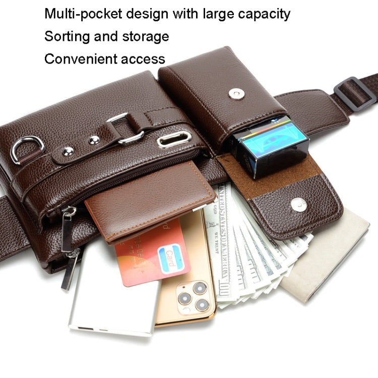 WEIXIER 8117 Men Sports Waist Bag Multi-Function Outdoor PU Bag, 8117 Brown, 8117 Black – Durable Build, Easy to Use