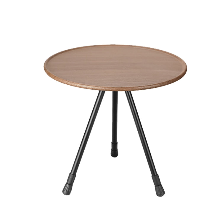 Outdoor Aluminum Alloy Folding Small Round Table Portable Liftable Camping Table, Black, Wood Color – Aluminum Alloy, Non-slip Wood Color