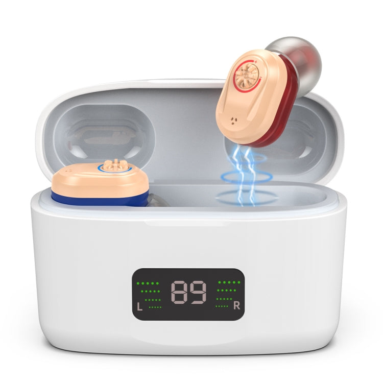 Z-127D In-ear Sound Amplifier Digital Display Hearing Aid Earphone, black, White, Complexion, Red and Blue Red and Blue