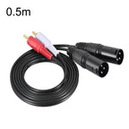 2RCA To 2XLR Speaker Canon Cable Audio Balance Cable, 0.5m, 1m, 1.5m, 3m 0.5m Dual Lotus To Dual Canon Male