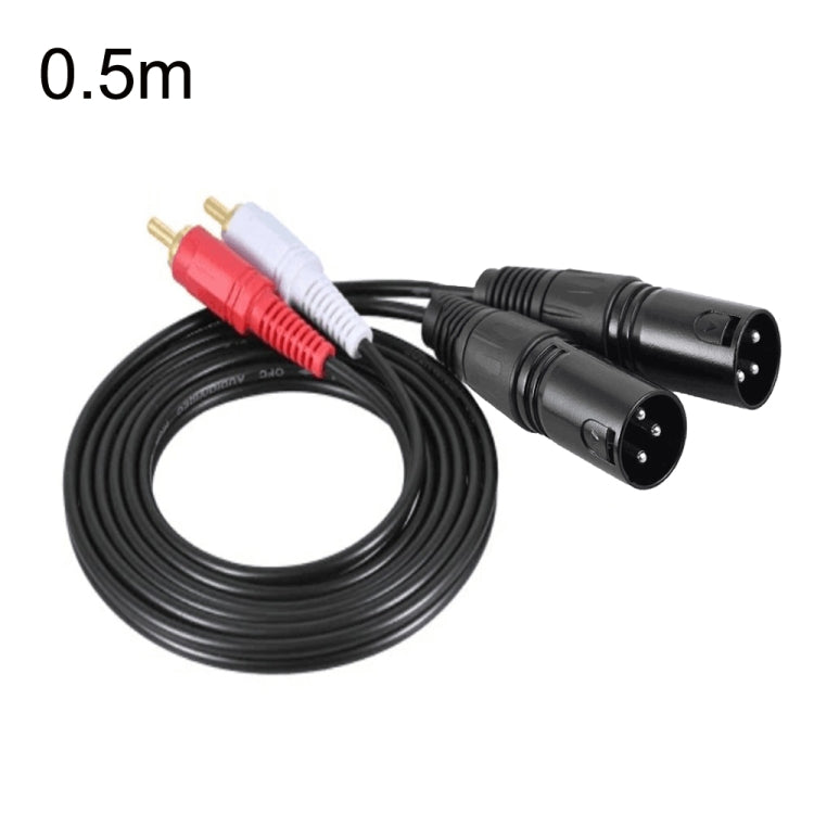 2RCA To 2XLR Speaker Canon Cable Audio Balance Cable, 0.5m, 1m, 1.5m, 3m 0.5m Dual Lotus To Dual Canon Male